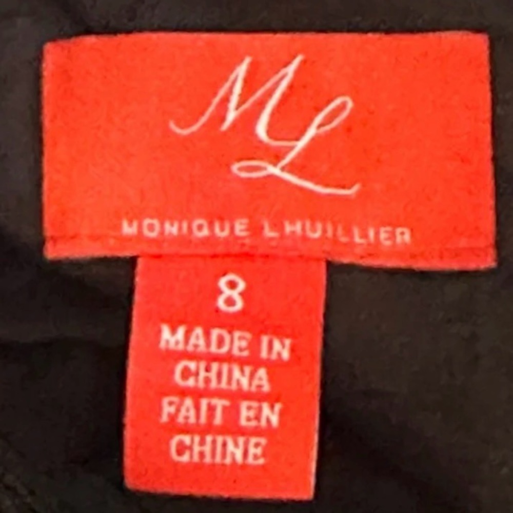 ML Monique Lhuillier Black Lace Maxi Dress with Embroidery Red Roses size 8 - Picture 4 of 12